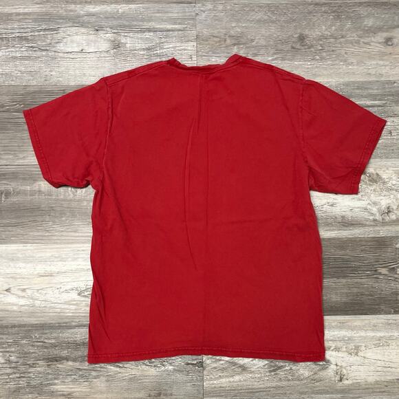 Nike Y2K 2000s Red & White Mens L Mini Swoosh Short Sleeve Cotton T-Shirt Sporty - Picture 2 of 8